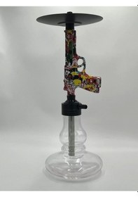 Resim Silah Desenli Orta Boy Nargile Seti 