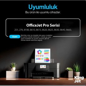 Resim Kingjet Hp Uyumlu 950xl Yüksek Kapasiteli 4 Renk Takım Çipli Uyumlu Kartuş 