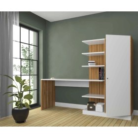 Resim Bicabin Narin Suntalam Kitaplıklı Kapaklı Raflı Çok Amaçlı Kullanıma Uygun Çalışma Masası 