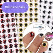 Resim 100 adet 4/5/6/7/8mm Holografik Yemler, 3D Balık Gözü Sinek Bağlama El Sanatları Klipsi Yedek, DIY Yem Yapımı için Renk Dili Balık Tahtası Klipsi, Yumuşak Yem DIY 