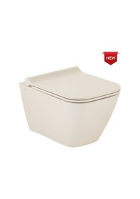 Resim Saturn Kanalsız Asma Klozet, Seramiksan Durplast Yavaş Kapak Cappuccıno 