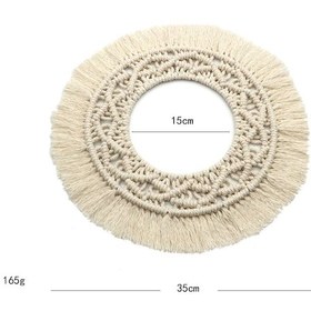 Resim Yunboo El Yapımı Bej İç Mekan Dekoratif Örgü Duvar Örtüsü - Skandinav Tasarım Odalar İçin Z150e 