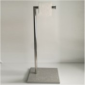 Resim BMK MERMER Kuvars Tuvalet Kağıtlığı, Tuvalet Kağıtlığı (GRİ - KROM KAPLAMA) : 20x28 Cm - H:60 Cm 