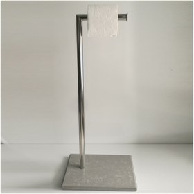 Resim BMK MERMER Kuvars Tuvalet Kağıtlığı, Tuvalet Kağıtlığı (GRİ - KROM KAPLAMA) : 20x28 Cm - H:60 Cm 