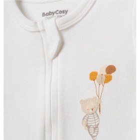 Resim Babycosy Organic Wear %100 Organik Kumaş,fermuarlı Kısa Bebek Tulum Yazlık Yenidoğan Tulum Unisex Organik Bebek Giyim Ekru 
