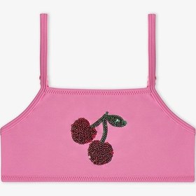 Resim Penti Açık Pembe Kız Çocuk Cherry Halter Bikini Takımı 