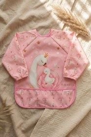 Resim DYZSTAR Dream Toz Pembe Sıvı Geçirmez Kollu Bebek Mama Önlüğü - BLW Uyumlu Leke Tutmaz Ek Gıda Önlüğ 