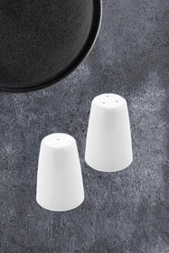 Resim nazen MimHome Sofra Tuzluk Biberlik Seti/ 2 Parça Sade Beyaz:HORECA dizayn Endüstriyel Mutfak 