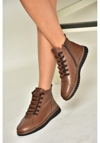 Resim Fox Shoes T555366203 Kahverengi Hakiki Deri Comfort Ortopedik Taban Kadın Bot Kahverengi 