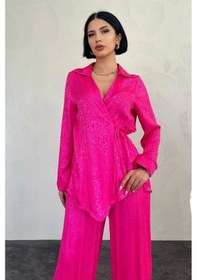 Resim Defymoda Fuşya Jakarlı Biye Takım Fuşya 