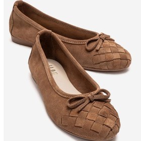 Resim Luvishoes 03 Toprak Süet Hakiki Deri Kadın Babet Ayakkabı 