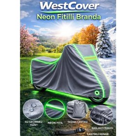 Resim WestCover Jpn Motor Bull 50 Uyumlu (Neon Fitilli-Yeşil) Su Geçirmez Motorsiklet Brandası 