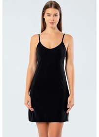 Resim Türen Kadın V Yaka İp Askılı Mikro Kombinezon 901/siyah Siyah 