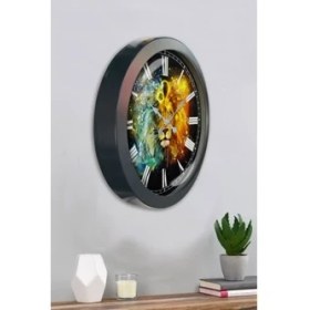 Resim Bahat Salon Ofis Duvar Saati Gri Metal Çerçeve 36 cm 