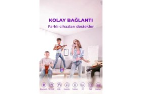 Resim Karaoke Kablosuz Hoparlör Mikrofonlu Rgb Işıklı Bluetooth Speaker Tf Kart/usb/ 