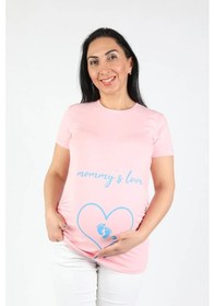 Resim Balins Hamile Mommy Love Tişört Mavi Baskılı 001 
