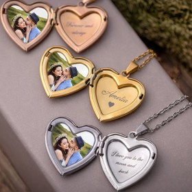Resim Kişiye Özel Fotoğraf Kalp Kolye - Kişiselleştirilebilir Paslanmaz Çelik Takılar, İsimler & Mesajlarla Kazıyabilir, Şık Minimalist Tasarım Anne Karısı Kız Arkadaş için, Ona Yıl Boyu Günlük Giyim İçin Noel Hediyesi 