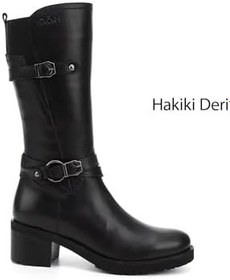 Resim GÖNDERİR Kadın Fermuarlı Kalın Topuklu Hakiki Deri Çizme GKZC13444560 