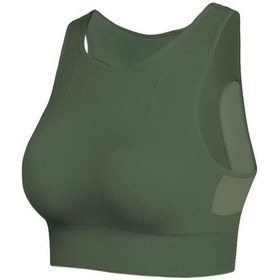 Resim Koyu Yeşil Spor Sutyeni İç Çamaşırı Kadın Orta Dikişsiz Örgü Sırtlı Spor Sutyeni Yelek Koyu Yeşil 