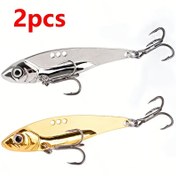 Resim 2 Adet/Set Metal VIB Yem 7/10/15g Dibe Batan Vibrasyon Yemi, Alabalık ve Pike Balıkçılığı için Gümüş Altın 