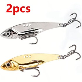 Resim 2 Adet/Set Metal VIB Yem 7/10/15g Dibe Batan Vibrasyon Yemi, Alabalık ve Pike Balıkçılığı için Gümüş Altın 