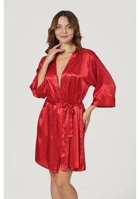 Resim Nbb Kadın Kırmızı Bride Saten Sabahlık 001 