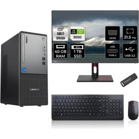 Resim Lenovo Thinkcentre Neo 50T Gen 5 Intel Core I7 13700 40GB 1tb SSD RTX3050/6GB 21.5" Fhd Monitör Freedos Masaüstü Bilgisayar & Per4 USB Bellek 12UB000LTRMNT3323 