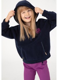 Resim U.S. Polo Assn. Kız Çocuk Lacivert Yarım Fermuarlı Polar Sweatshirt 50296287-VR033 
