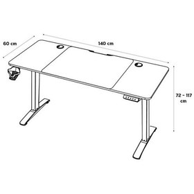Resim Mobilya Gaming Maestro-x Yükseklik Ayarlı Oyuncu Masası - Beyaz 140x72-117x60 Cm Abanoz - Beyaz 