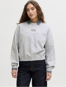 Resim Jack & Jones Kadin Sirt Baskili Sweatshirt - Gia - 12290097 Light Grey Melange 