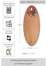 Resim Yekpare Masif Ahşap Sunum Kesme Tahtası Desenli Kayın Medium 5 