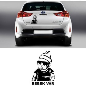 Resim Melek Pazarı 11 X 16 Cm Arabada Bebek Var Sticker 
