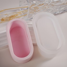 Resim DTOHO Mini Oval Silikon Kalıp DIY Beton & Çimento Saksılar için - Pembe ve Beyaz El Sanatları Formu Çiçek Saksıları, Mum Kapları ve Dekoratif Projeler için 