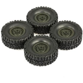 Resim Youtek 1/16 Wpl B-14 B-24 B-16 B-36 C-14 C-24 Rc Kamyon İçin 65mm Lastik Tekerlek, Yeşil Jantlı, 4 Adet Set 