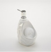 Resim Seramik Süngerlikli Sıvı Sabunluk Çukurlu Model Beyaz 