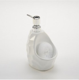 Resim Seramik Süngerlikli Sıvı Sabunluk Çukurlu Model Beyaz 