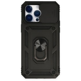 Resim Iphone 14 Pro Max Kılıf Pars Lens Yüzüklü Silikon - Siyah 
