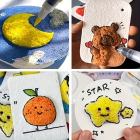 Resim 63 Parça, 33 Parça, Yuvarlak, Kalp ve Çiçek Desenli Su Depolama Fırçalı 3D Sünger Boya Kağıdı - Kabarık Dokulu Sanat Kağıdı, El İşi Projeleri için Uygun, DIY Dekorasyon Kağıdı, Yaratıcı Tasarım, Sanatı Geliştirme, İlham Verici Hediye Seçeneği 
