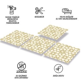 Resim Tink Kendinden Yapışkanlı Gold Selçuklu Desenli Pvc Karo 30x30 Cm 