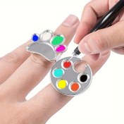 Resim 1 Adet Alaşım Tırnak Sanatı Karıştırma Paleti Halkası - Hipoalerjenik Renk Karıştırmaya Uygun, Kedi Pençesi Tasarımı, Kolay Kullanımlı DIY Manikür Araçları ve Malzemeleri 