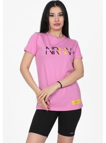 Resim Nrnv Baskılı Bisiklet Yaka Normal Kalıp Tshirt Lila-lila Lila 