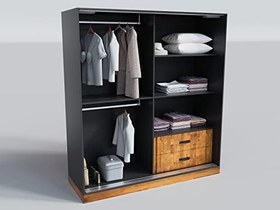 Resim Ntconcept Masif Ağaç Açık Ceviz Renk Sürgü Kapak Gardrop(100cm) 