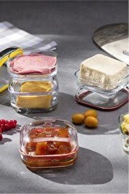 Resim Paşabahçe Plus Kapaklı 2'li Cam Saklama Kabı Kahvaltılık Silikon Contalı 200 cc 