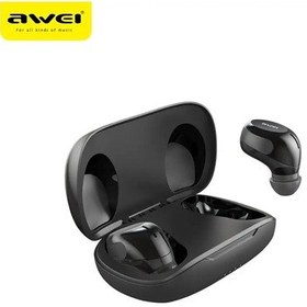 Resim Siyah T20 Awei T20 Tws Kablosuz Bluetooth Kulaklık Kulak İçi Hıfı Kulakiçi Sürücü Kulaklık Mic Touch Contorl Kulaklık Наушники 9mm 
