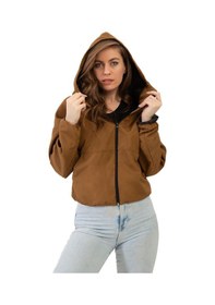 Resim Spor Kadın Kapüşonlu Su Ve Rüzgar Geçirmez Oversize Yağmurluk - Rüzgarlık-132 Taba 
