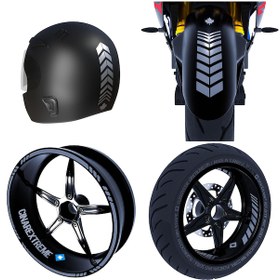 Resim Moto Rider 4'lü Sticker Seti Taş Grisi İç Dış Jant Şeridi Kask Ve Çamurluk Çınar Extreme 