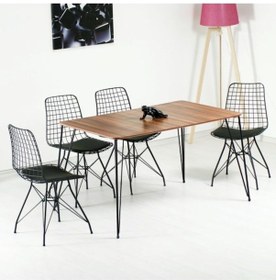 Resim Avvio Home Yonca Tel Kafes 4 Kişilik Tel Ayaklı Stork Masa Sandalye Takımı -8765a6c9 