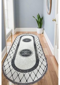Resim By Özer Halı Gri Renk Oval Makinede Yıkanabilir Modern Stil Kilim Yolluk Koridor Halısı Çok Renkli 
