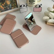 Resim 1pc Denizcilik Temalı Kare Mini Katlanabilir Makyaj Aynası, Parlatılmış Cam Yüzey, Katlanabilir Tasarım, Dresser Monte, Sahte Deri Çerçeve, Kokusuz, Taşınabilir Kozmetik Aynası, Pille Çalışmaz 