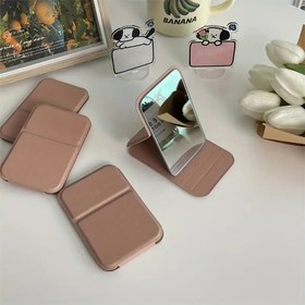 Resim 1pc Denizcilik Temalı Kare Mini Katlanabilir Makyaj Aynası, Parlatılmış Cam Yüzey, Katlanabilir Tasarım, Dresser Monte, Sahte Deri Çerçeve, Kokusuz, Taşınabilir Kozmetik Aynası, Pille Çalışmaz 